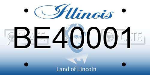 BE40001 Illinois License Plate
