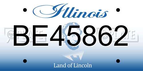 BE45862 Illinois License Plate