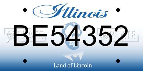 BE54352 Illinois License Plate