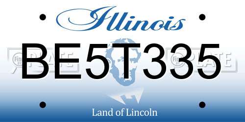 BE5T335 Illinois License Plate