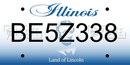 BE5Z338 Illinois License Plate