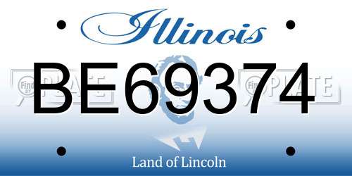 BE69374 Illinois License Plate