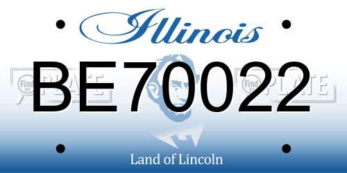 BE70022 Illinois License Plate