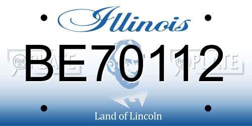 BE70112 Illinois License Plate