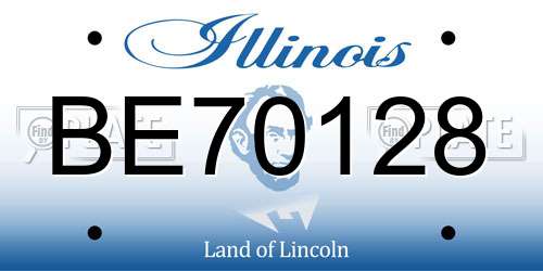 BE70128 Illinois License Plate