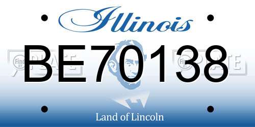 BE70138 Illinois License Plate