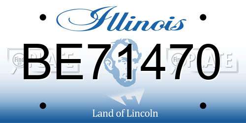 BE71470 Illinois License Plate