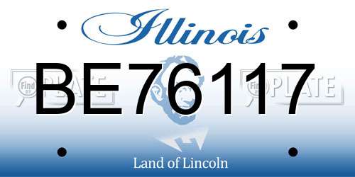 BE76117 Illinois License Plate