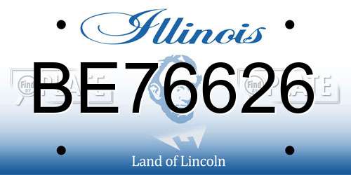 BE76626 Illinois License Plate