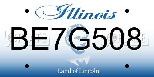 BE7G508 Illinois License Plate