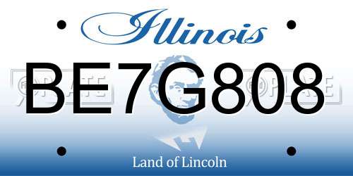 BE7G808 Illinois License Plate
