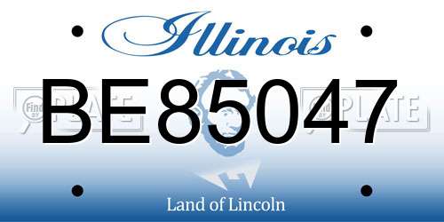 BE85047 Illinois License Plate