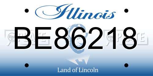 BE86218 Illinois License Plate