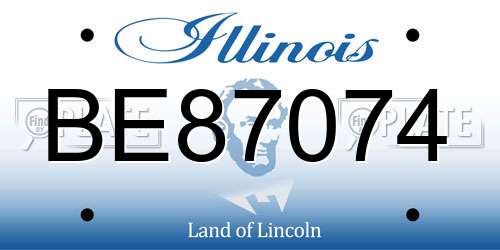 BE87074 Illinois License Plate