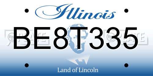 BE8T335 Illinois License Plate