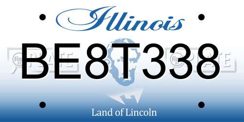 BE8T338 Illinois License Plate