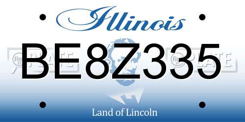 BE8Z335 Illinois License Plate