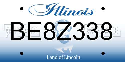 BE8Z338 Illinois License Plate