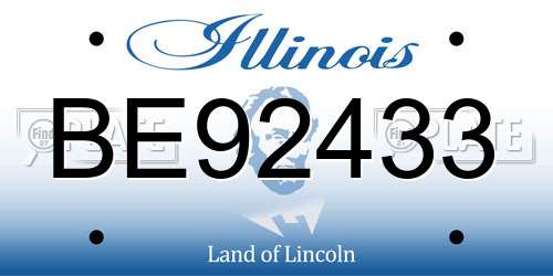 BE92433 Illinois License Plate