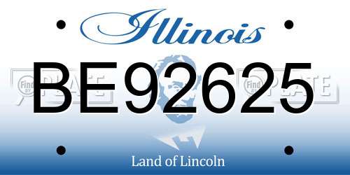 BE92625 Illinois License Plate
