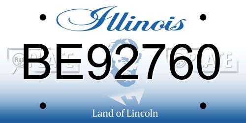 BE92760 Illinois License Plate
