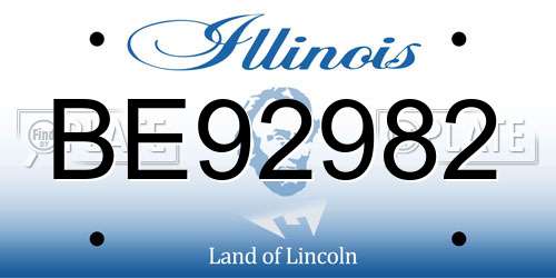 BE92982 Illinois License Plate