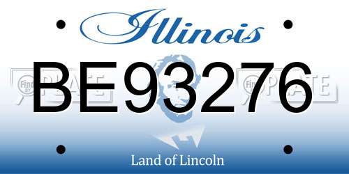 BE93276 Illinois License Plate