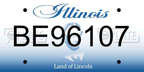 BE96107 Illinois License Plate
