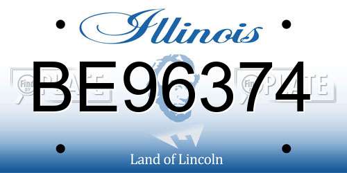 BE96374 Illinois License Plate