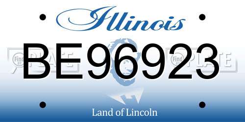 BE96923 Illinois License Plate
