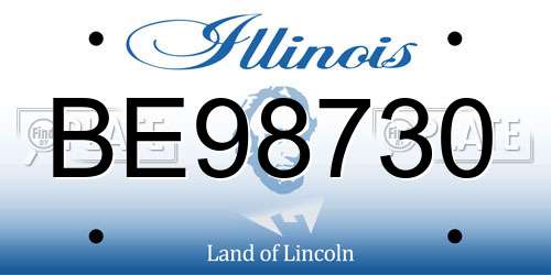 BE98730 Illinois License Plate