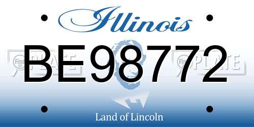 BE98772 Illinois License Plate