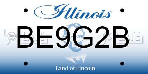 BE9G2B Illinois License Plate