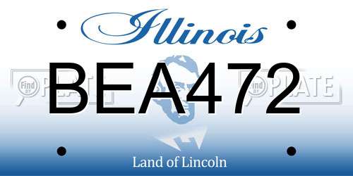 BEA472 Illinois License Plate
