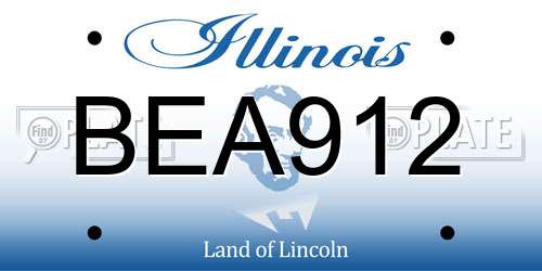 BEA912 Illinois License Plate