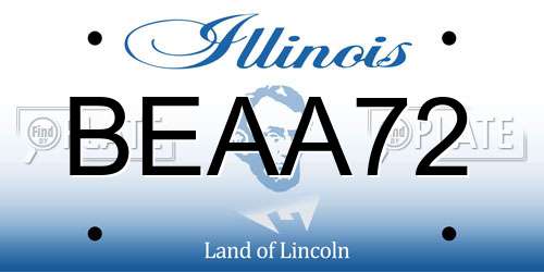 BEAA72 Illinois License Plate