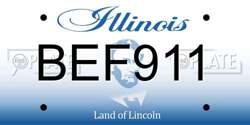 BEF911 Illinois License Plate