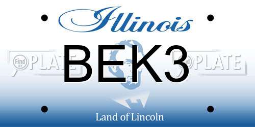 BEK3 Illinois License Plate