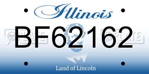 BF62162 Illinois License Plate