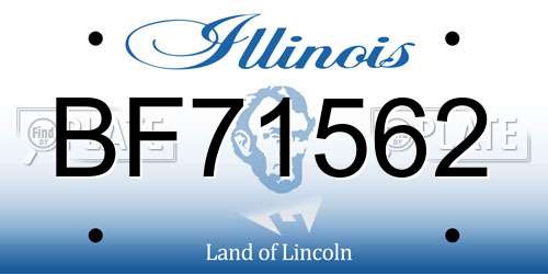 BF71562 Illinois License Plate