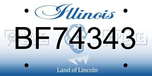 BF74343 Illinois License Plate