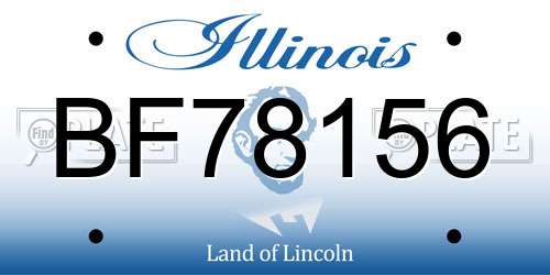 BF78156 Illinois License Plate