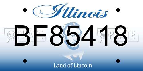 BF85418 Illinois License Plate