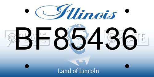 BF85436 Illinois License Plate
