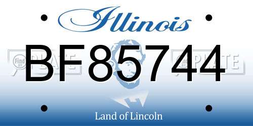 BF85744 Illinois License Plate