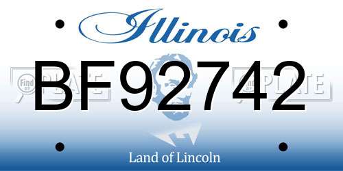 BF92742 Illinois License Plate
