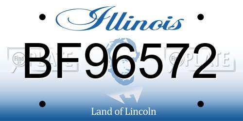 BF96572 Illinois License Plate