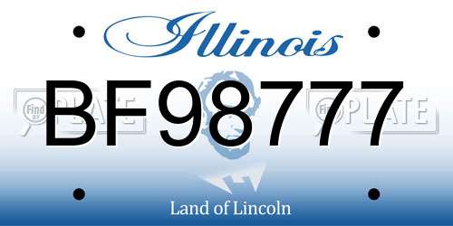 BF98777 Illinois License Plate