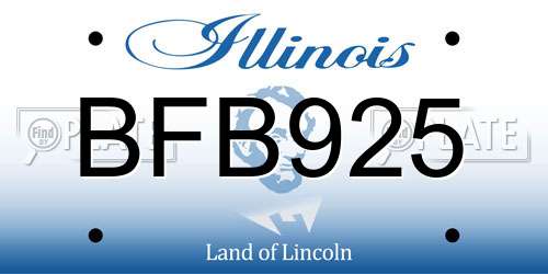 BFB925 Illinois License Plate