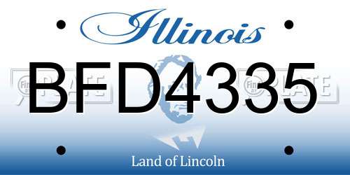 BFD4335 Illinois License Plate